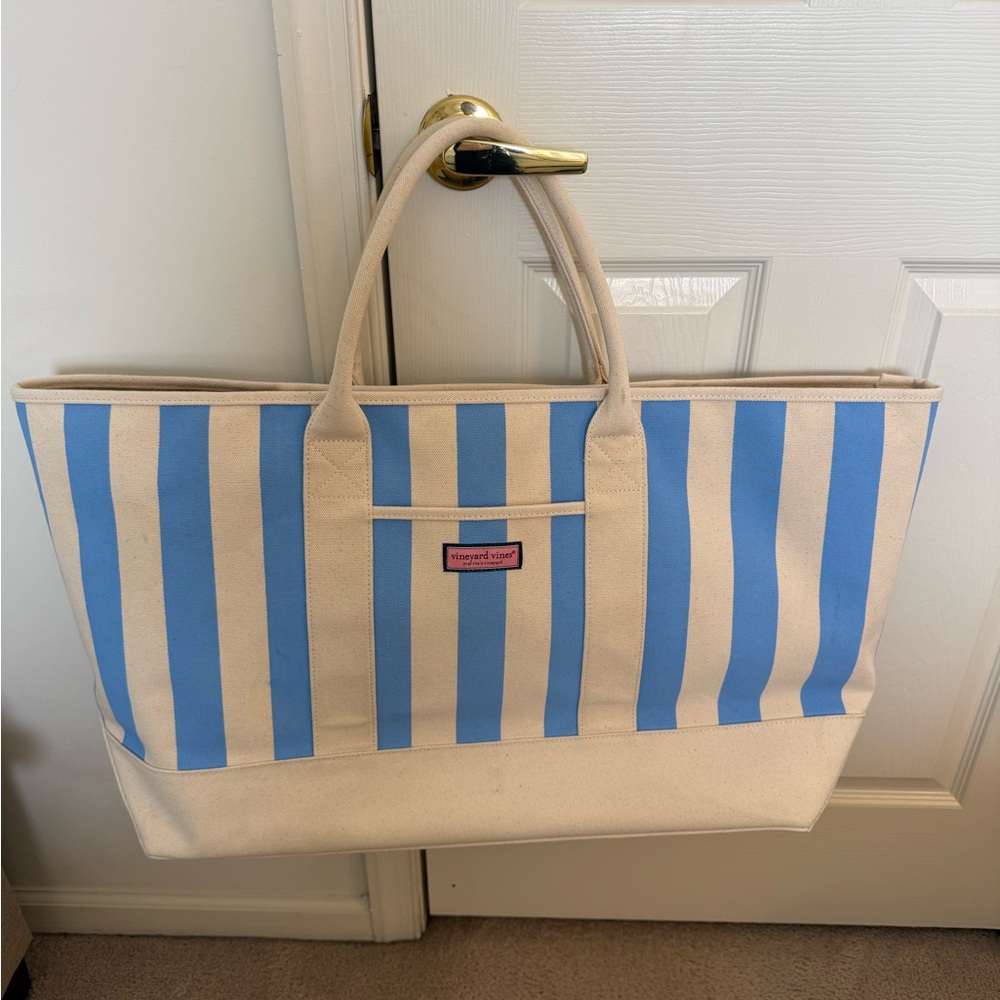 Vineyard Vines Blue and White Striped Tote Bag